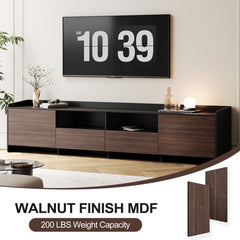 TV Stand with 2 Drawers in Black and Brown Manufactured Wood