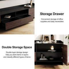TV Stand with 2 Drawers in Black and Brown Manufactured Wood