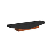 TV Stand with 2 Drawers, Solid and Manufactured Wood in Black/Brown