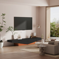 TV Stand with 2 Drawers, Solid and Manufactured Wood in Black/Brown