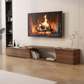 TV Stand with 3 Drawers, Extendable to 110.2 in, Walnut