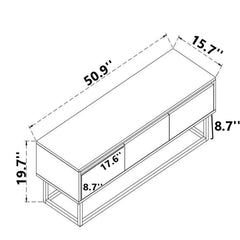 TV Stand with 3 Drawers in Black and Pine, Melamine Coated Particle Board