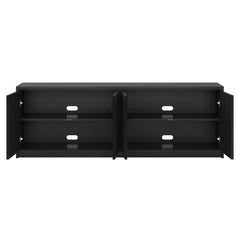 TV Stand with 4 Doors in Black Manufactured Wood