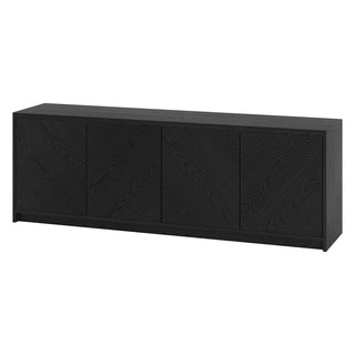 TV Stand with 4 Doors in Black Manufactured Wood