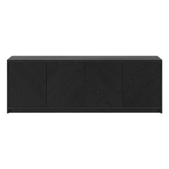 TV Stand with 4 Doors in Black Manufactured Wood