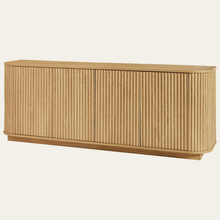 TV Stand with 4 Wave Pattern Doors in Natural