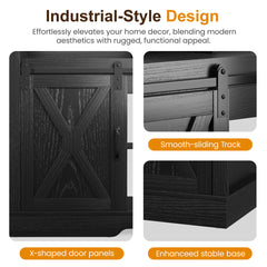 TV Stand with Barn Doors, 58 in Wide, Black