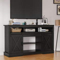 TV Stand with Barn Doors, 58 in Wide, Black