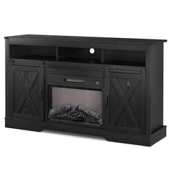 TV Stand with Barn Doors, 58 in Wide, Black