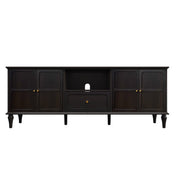 TV Stand with Drawer and Cabinets in Black Solid and Manufactured Wood