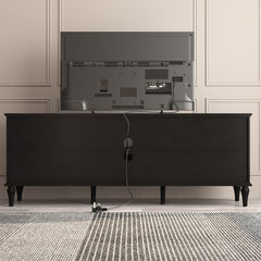 TV Stand with Drawer and Cabinets in Black Solid and Manufactured Wood