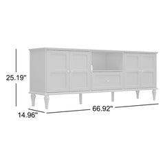 TV Stand with Drawer and Cabinets in Black Solid and Manufactured Wood