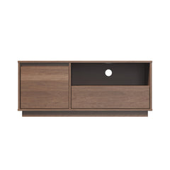 TV Stand with Drawer and Shelf, Solid Wood in Walnut Finish