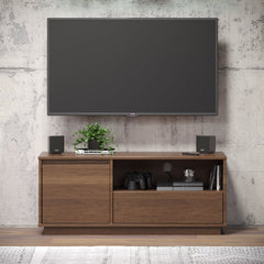 TV Stand with Drawer and Shelf, Solid Wood in Walnut Finish