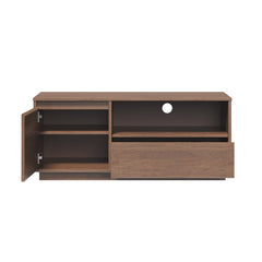 TV Stand with Drawer and Shelf, Solid Wood in Walnut Finish