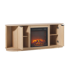 TV Stand with Electric Fireplace, 60 in Wide, Coastal Oak