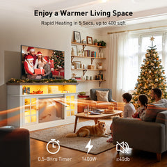 TV Stand with Electric Fireplace, Fits TVs up to 70 Inches, White