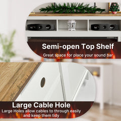 TV Stand with Electric Fireplace for 65 Inch TVs, White Manufactured Wood