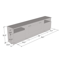 TV Stand with Electric Fireplace in Gloss Manufactured Wood with 2 Cabinets