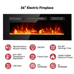 TV Stand with Electric Fireplace in Manufactured Wood