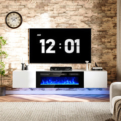 TV Stand with Electric Fireplace in Manufactured Wood