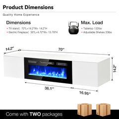 TV Stand with Electric Fireplace in Manufactured Wood