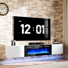 TV Stand with Electric Fireplace in Manufactured Wood