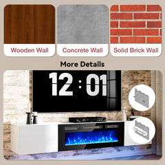 TV Stand with Electric Fireplace in Manufactured Wood