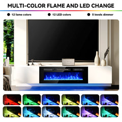 TV Stand with Electric Fireplace in Manufactured Wood