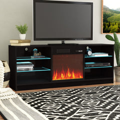 TV Stand with Electric Fireplace in Manufactured Wood, 58 Inch Wide