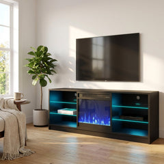 TV Stand with Electric Fireplace in Manufactured Wood, 58 Inch Wide
