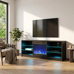 TV Stand with Electric Fireplace in Manufactured Wood, 58 Inch Wide