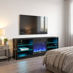 TV Stand with Electric Fireplace in Manufactured Wood, 58 Inch Wide