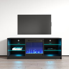 TV Stand with Electric Fireplace in Manufactured Wood, 58 Inch Wide