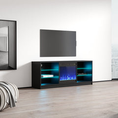 TV Stand with Electric Fireplace in Manufactured Wood, 58 Inch Wide