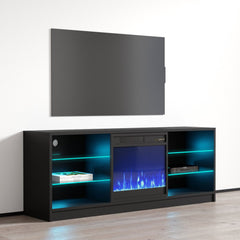 TV Stand with Electric Fireplace in Manufactured Wood, 58 Inch Wide