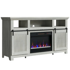 TV Stand with Electric Flame Heater, Up to 65 in TVs, White