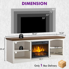 TV Stand with Electric Flame Insert in Barnwood Finish