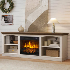 TV Stand with Electric Flame Insert in Barnwood Finish