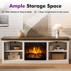 TV Stand with Electric Flame Insert in Barnwood Finish