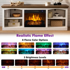 TV Stand with Electric Flame Insert in Barnwood Finish
