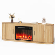 TV Stand with Electric Heater, 70 in W, Natural MDF