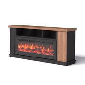TV Stand with Electric Heater and Flame Display in Oak, Gray and Black
