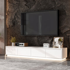 TV Stand with Four Drawers and LED Lighting in White