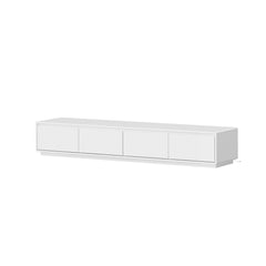 TV Stand with Four Drawers and LED Lighting in White