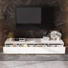 TV Stand with Four Drawers and LED Lighting in White