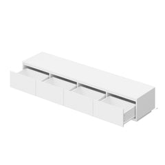 TV Stand with Four Drawers and LED Lighting in White