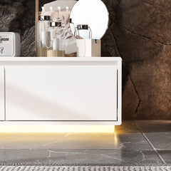 TV Stand with Four Drawers and LED Lighting in White