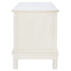 TV Stand with Louvered Doors in Distressed White
