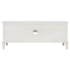 TV Stand with Louvered Doors in Distressed White